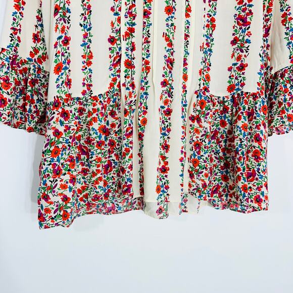 Anthropologie Maeve Hiver Peasant Blouse Floral | Cream Red | SZ 6 - Picture 8 of 11